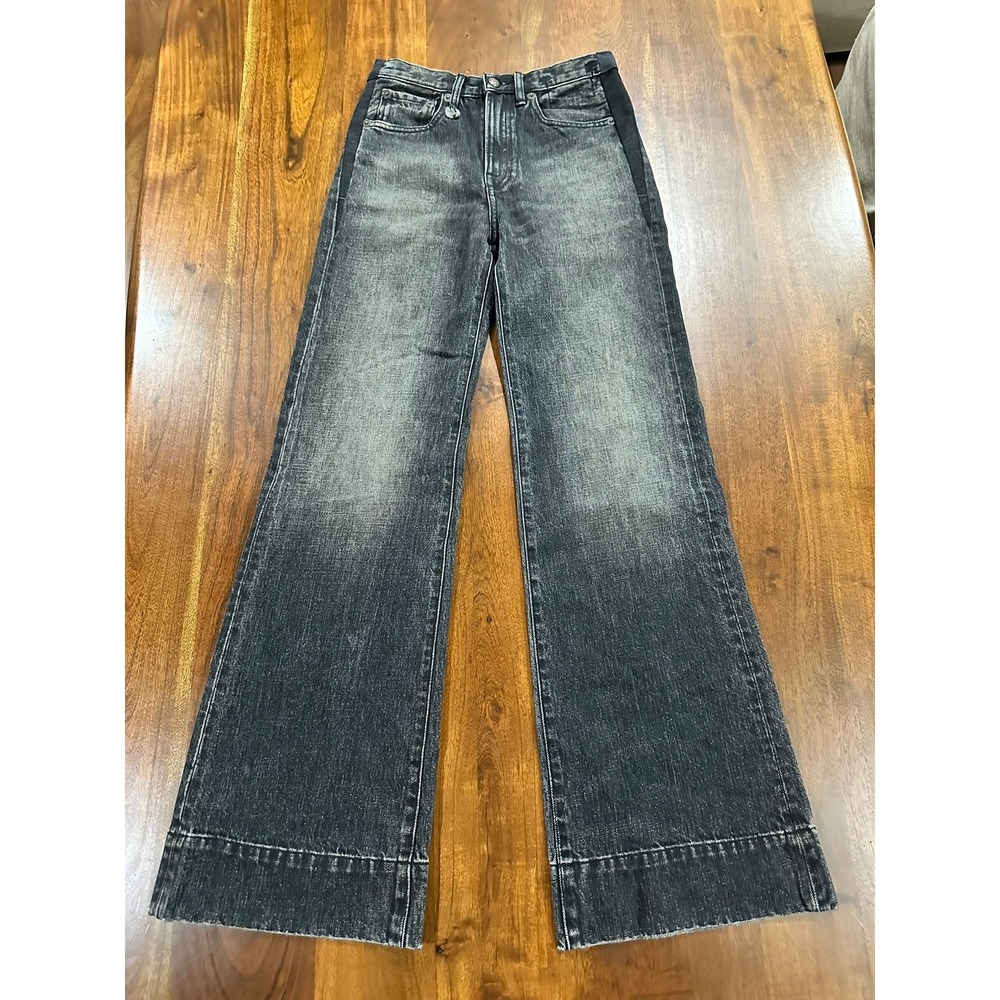 R13 Charlotte Jean Ashbury Black High Rise Wide Leg Jeans R13WD188D352C Size 24